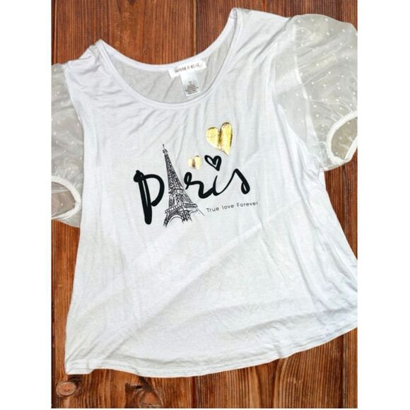 Sugar & Rose Women’s Size XL Puffy Sleeve Paris “True Love Forever” Graphic Top - Picture 8 of 10
